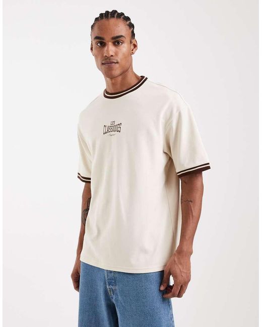 Only & Sons Natural Boxy Fit T-shirt With Contrast Colour for men