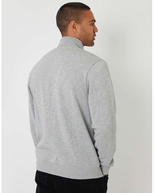 Threadbare Gray Funnel Neck Zip Through Sweatshirt for men