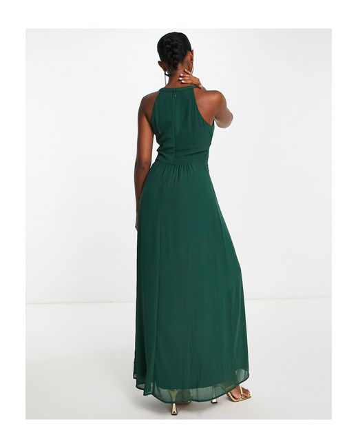 Vila Bridesmaid Halterneck Maxi Dress in Green | Lyst