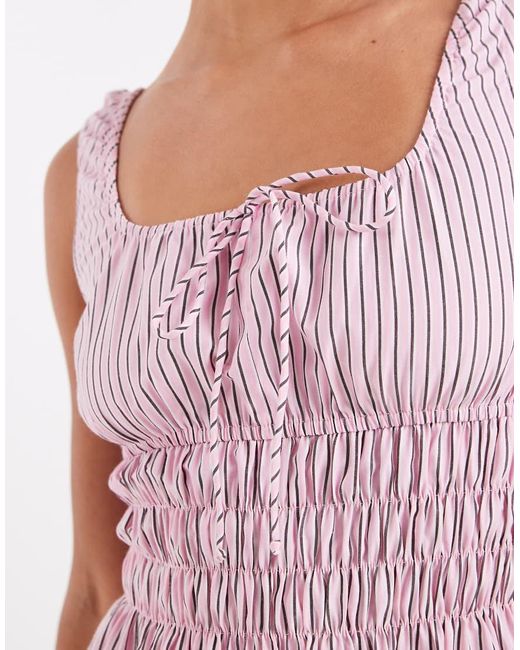 JJXX White Striped Smock Mini Dress