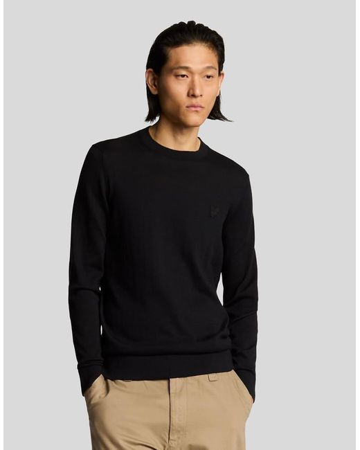 Lyle & Scott Black Superfine Cotton Crew Neck Jumper for men