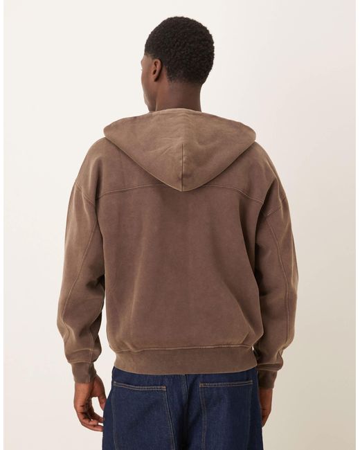 Sweat à capuche zippé à logo sur la poitrine - marron Abercrombie & Fitch pour homme en coloris Brown