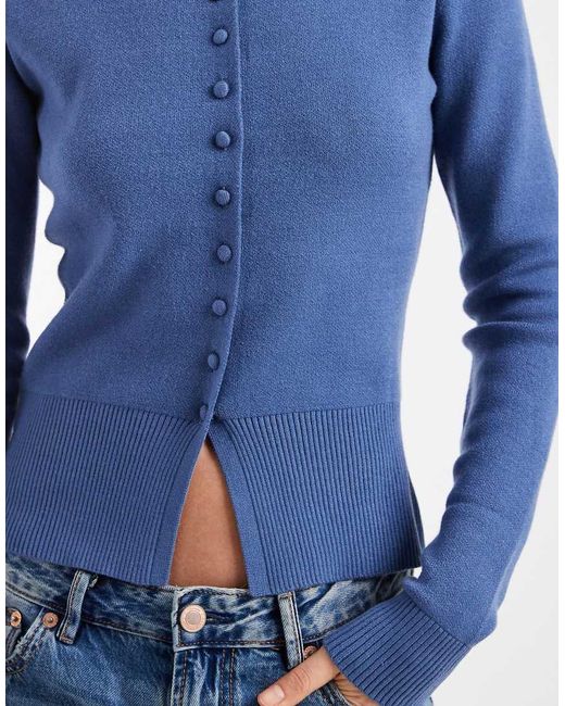 Threadbare Blue Crew Neck Cardigan