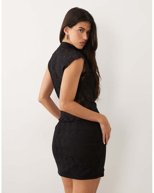 ASOS Black Co-ord Lace Mandarin Waist Coat