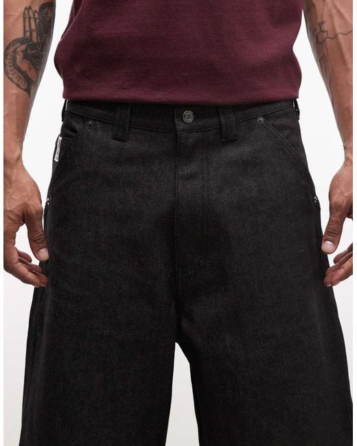 Xlarge Black Cut Out Xl baggy Denim Jorts for men