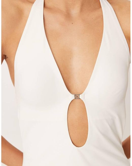 Calvin Klein Natural Luxe Plunge One Piece Swimsuit With Hardware