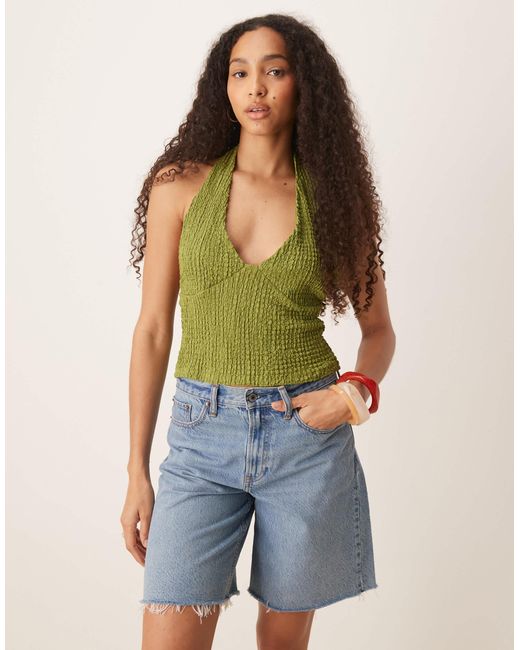Top dos nu texturé ASOS en coloris Blue