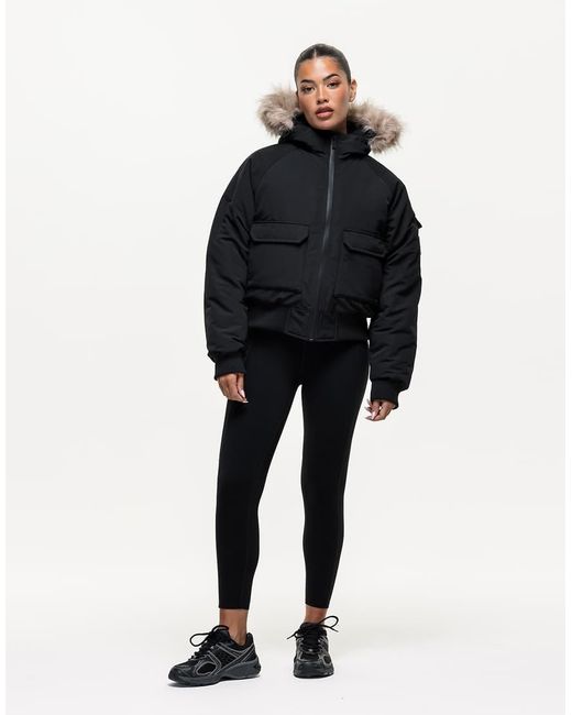 Good For Nothing Blue Padded Parka Jacket With Faux Fur Trim Hood