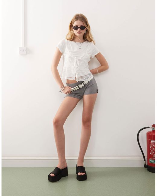 Reclaimed (vintage) White Baby Tee With Lace Layered Cami