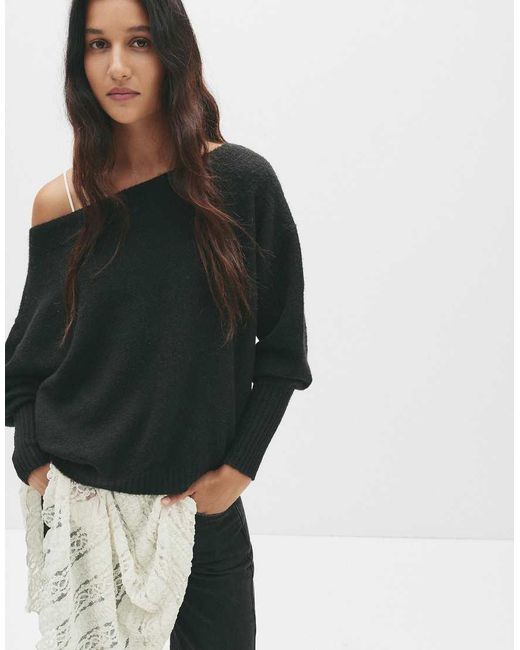 Pull&Bear Black Oversize Soft Knit Sweater