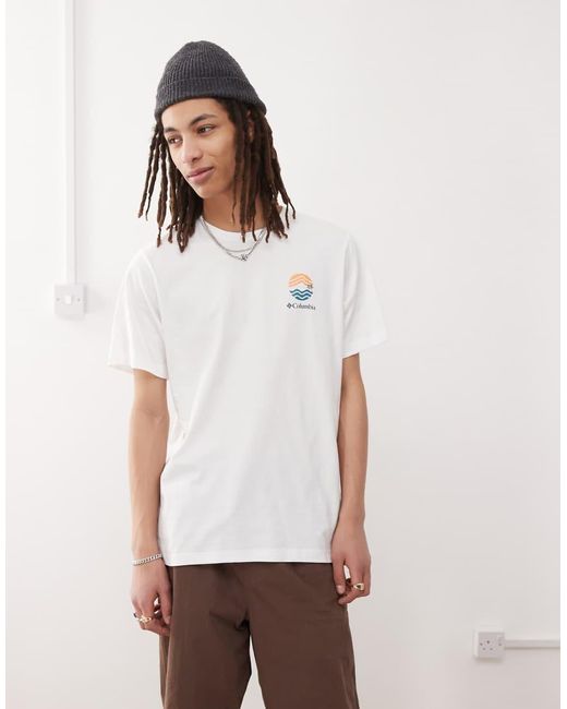 Columbia White Kettle River Outdoor Graphic Back Print T-shirt for men