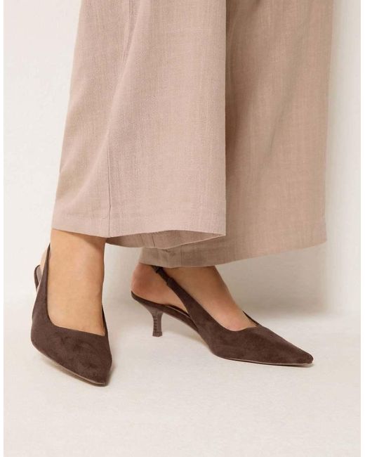 Long Tall Sally Natural Slingback Kitten Heel