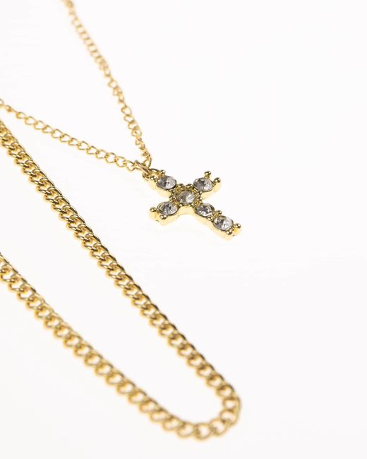 Collier en plaqué or avec pendentif croix orné Lovisa en coloris Metallic