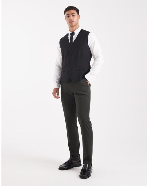 Jack & Jones Blue Slim Fit Wool Blend Waistcoat for men