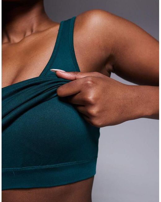 4505 Blue Seamless V Neck Vest With Inner Bra