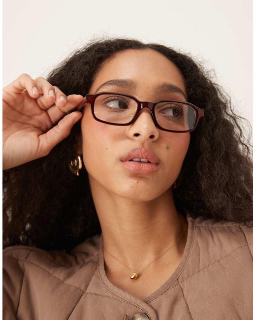 ASOS Black Slim Square Clear Lens Glasses