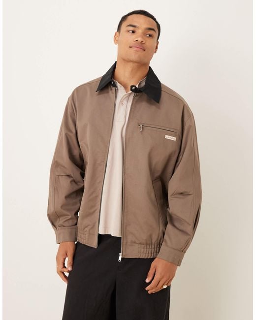 Calvin Klein Natural Long Sleeve Blouson Jacket With Contrast Collar for men
