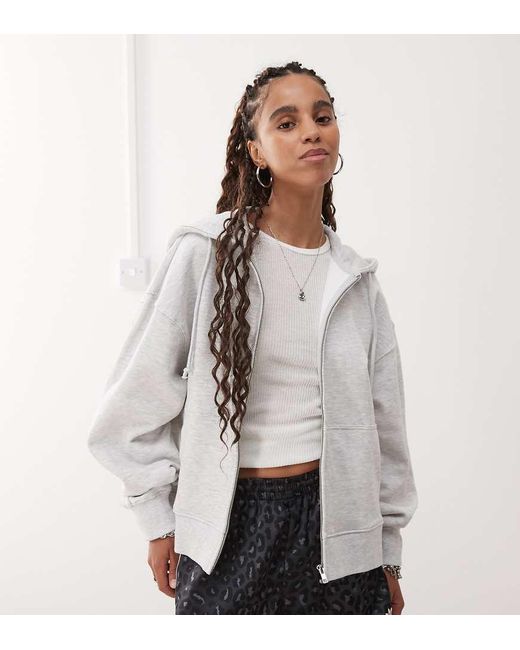 Collusion Gray Zip Through Boxy Hoodie