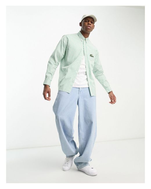 Chemise rayee a manches longues coupe decontractee avec grand logo Lacoste pour homme en coloris Vert Lyst