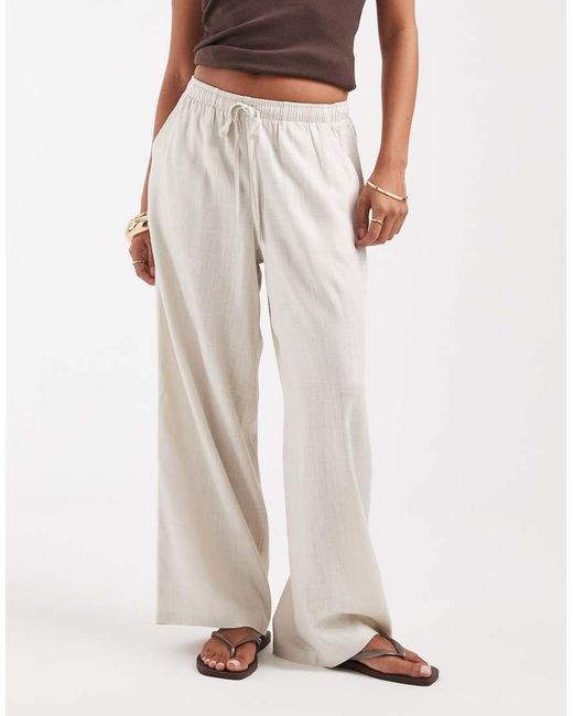 Vero Moda Multicolor Linen Touch Wide Leg Trouser With Drawstring Waist