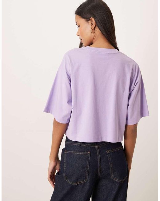 JJXX Purple Oversized Crop Tee