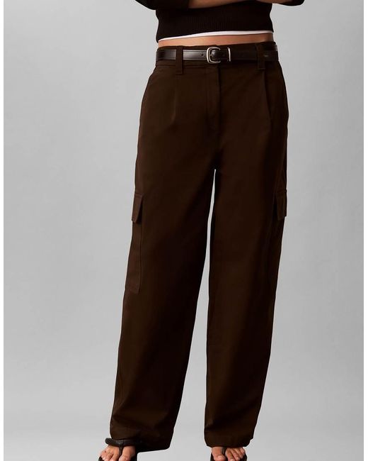 Calvin Klein Brown Cotton Stretch Cargo Pants