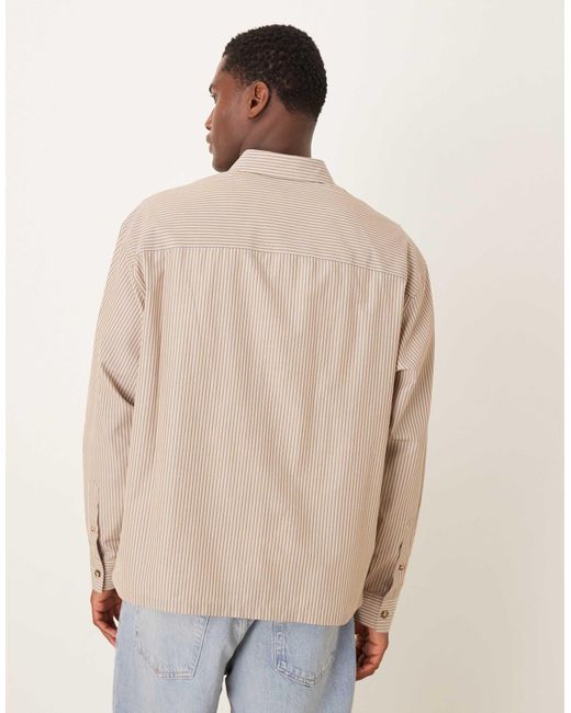 ASOS – oversize-hemd mit beigem karomuster in Natural für Herren