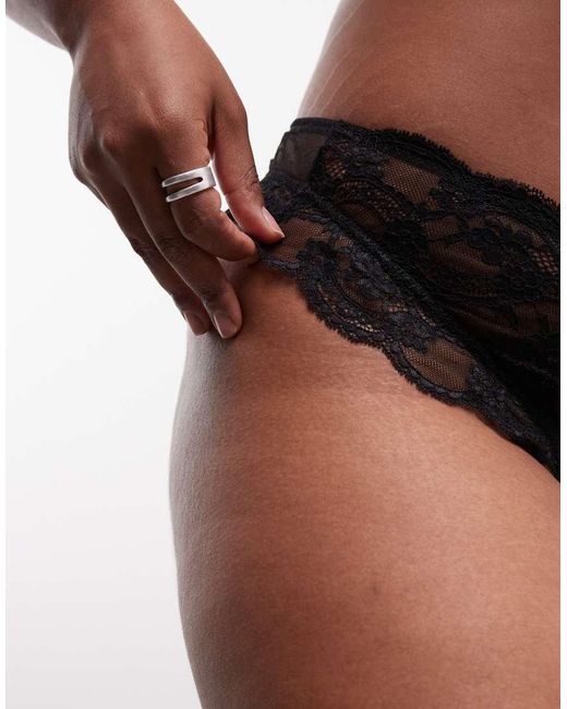 ASOS Black Asos Design Curve Lola Lace Thong