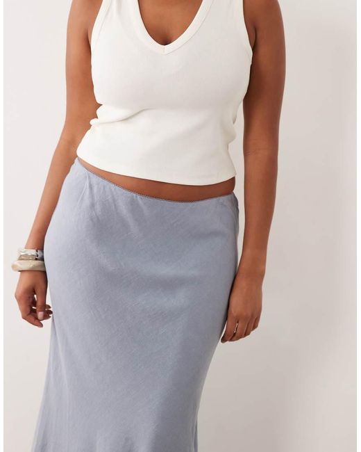 ASOS Blue Asos Design Curve Linen Bias Midaxi Skirt