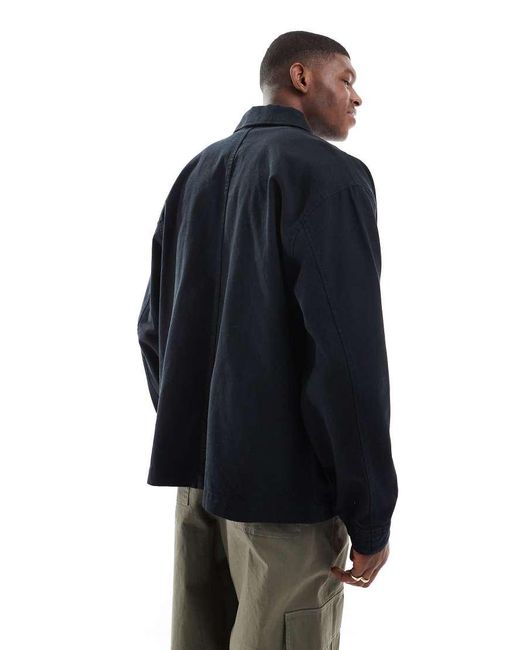 ASOS Blue Washed Twill Worker Jacket for men