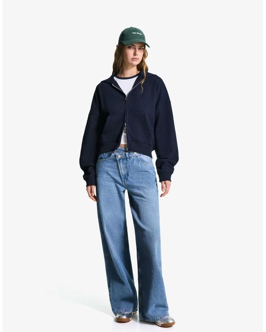 Bershka Blue – oversize-kapuzenpullover