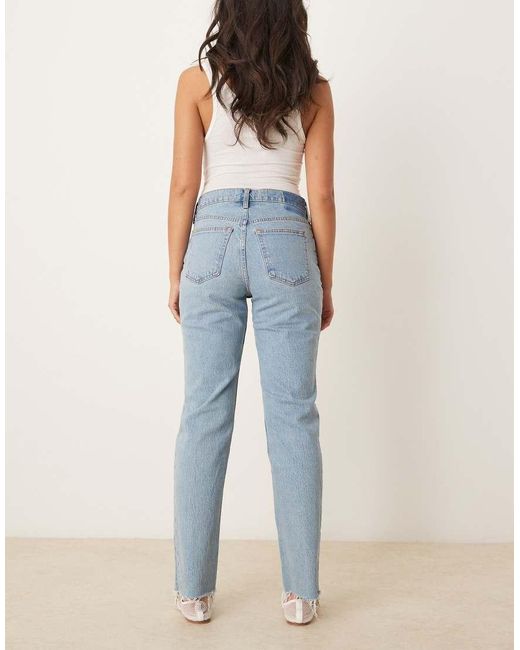 Abercrombie & Fitch Blue Curve Love Mid Rise 90's Straight Jeans
