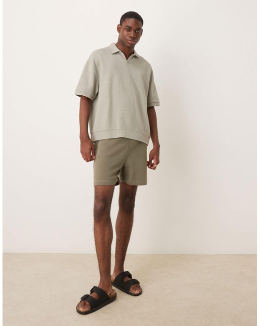 Polo décontracté coupe carrée à rayures texturées ASOS pour homme en coloris Natural