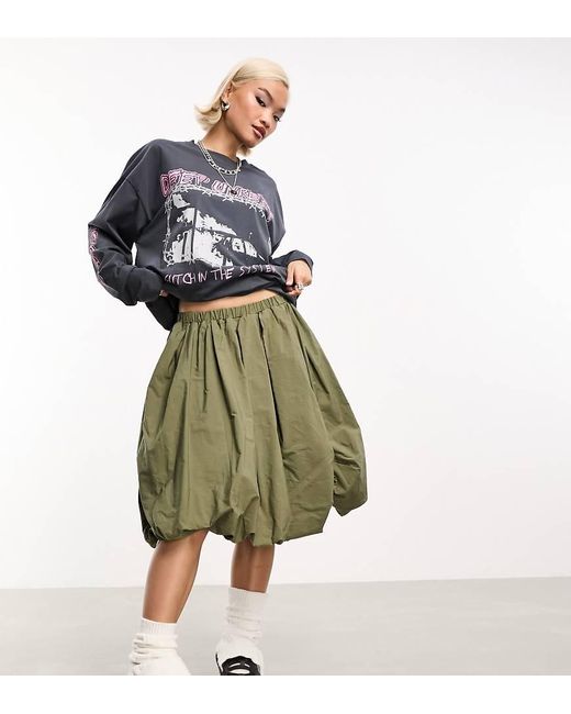 Collusion White Puff Ball Midi Skirt