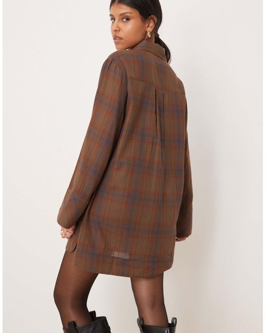 ASOS Natural Mini Shirt Dress With Wide Cuffs And Oversized Pockets