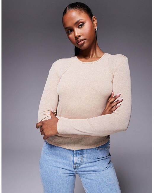 ASOS Gray Mesh Double Layer Long Sleeve Top