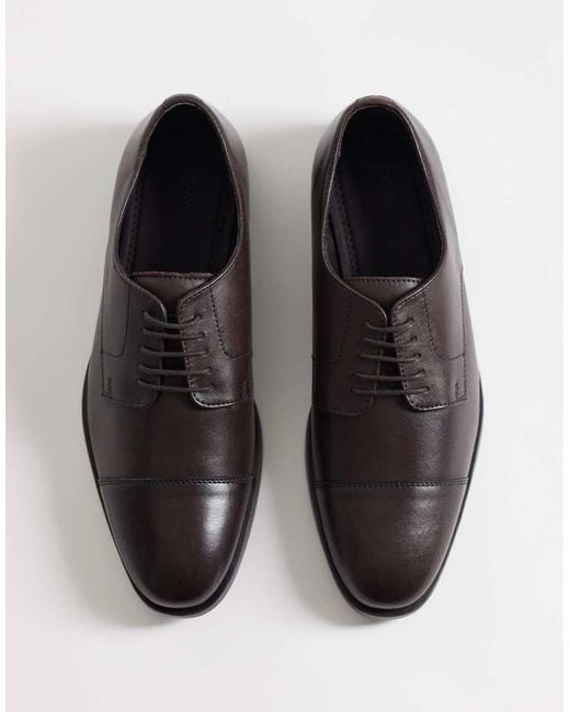 ASOS Brown Lace Up Derby Shoes With Toe Cap for men