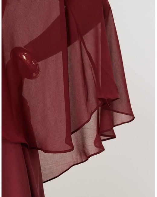 Forever New Red Chiffon Cape Detail Mini Dress