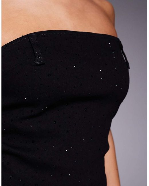 Liquor N Poker Gray Denim Embellished Corset Top Co-ord