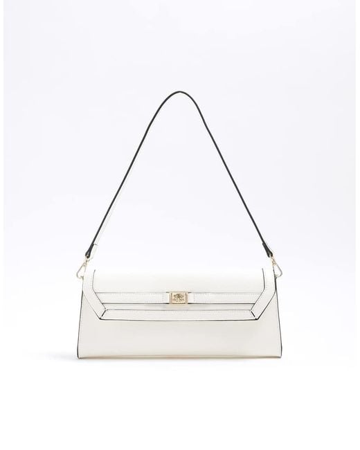 River Island White Faux Leather Ri Clutch Bag
