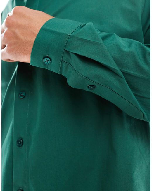 ASOS – kastiges oversize-hemd aus popeline in Green für Herren