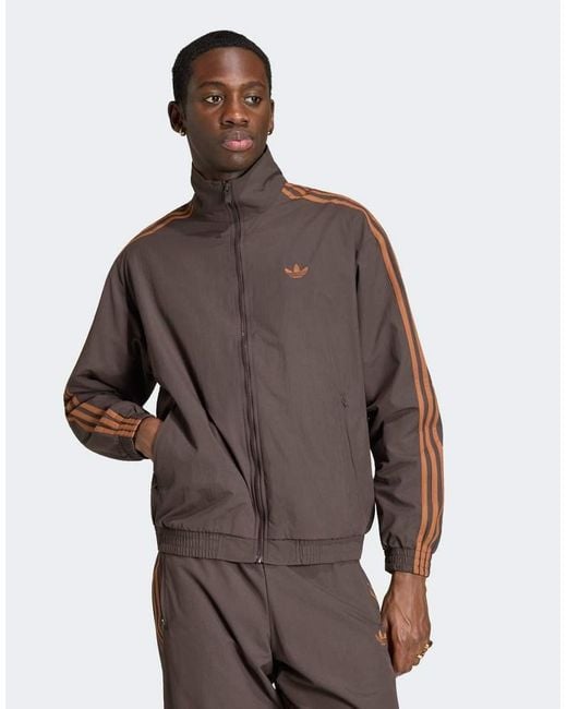 Adidas Originals Brown Firebird Woven Track Top for men