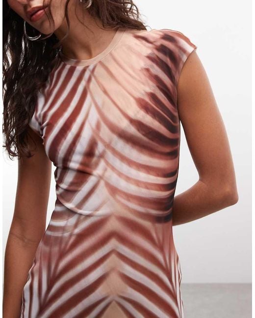 AFRM White Mylo Mesh Round Neck Cap Sleeve Maxi Dress