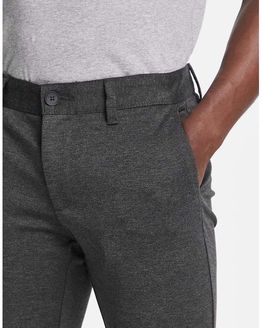 Only & Sons Gray Slim Fit Tapered Trousers for men