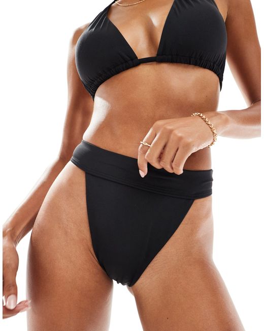 Slip bikini brasiliano a vita alta mix and match di Vero Moda in Black