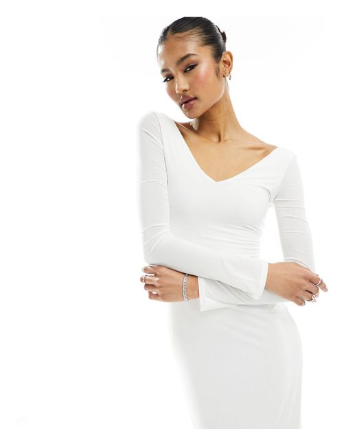 Fashionkilla White – drapiertes, schulterfreies maxikleid