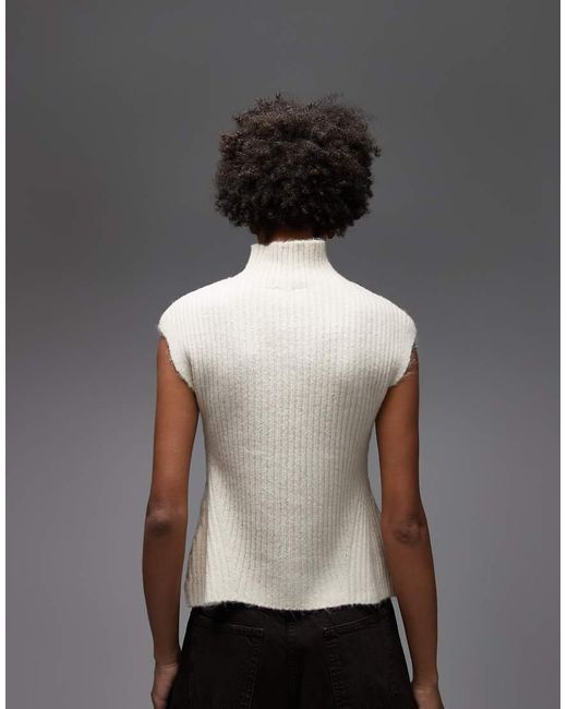ASOS Gray Rib Knit High Neck Tank Top