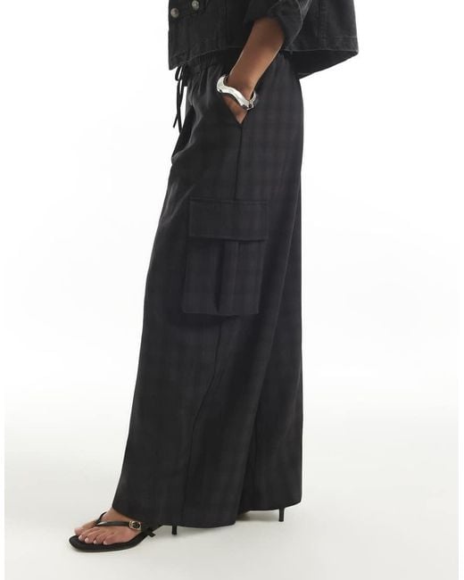 River Island Black Petite Check Smart Joggers