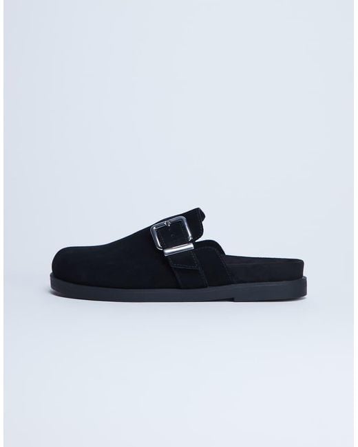 TOPSHOP Blue Amy Slip On Mules With Buckle