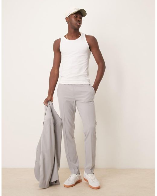 Pantalones De Traje Grises De Corte Pitillo De Tejido Elástico En Cuatro Direcciones De ASOS de hombre de color Natural